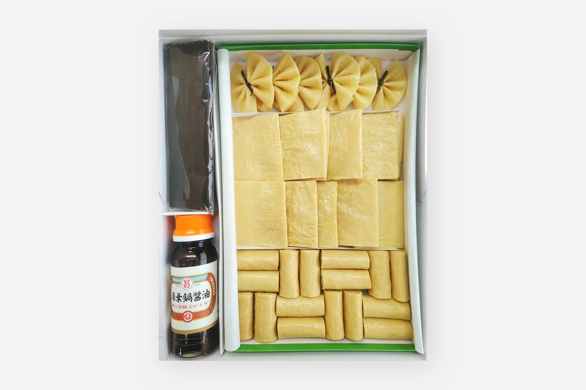 千丸屋 湯葉鍋詰合せ,京湯葉,昆布 醤油 蝶ゆば 引上ゆば 切小巻ゆば